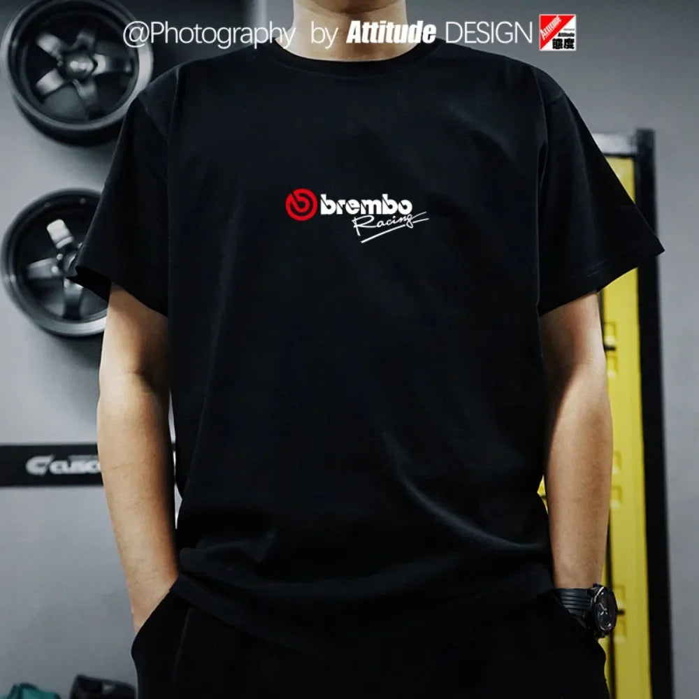 Japan JDM Brembo Brake T-shirt Breathable Sweat Absorption Short-sleeved Men's and Women's T-shirt Motorcycle T-shirt