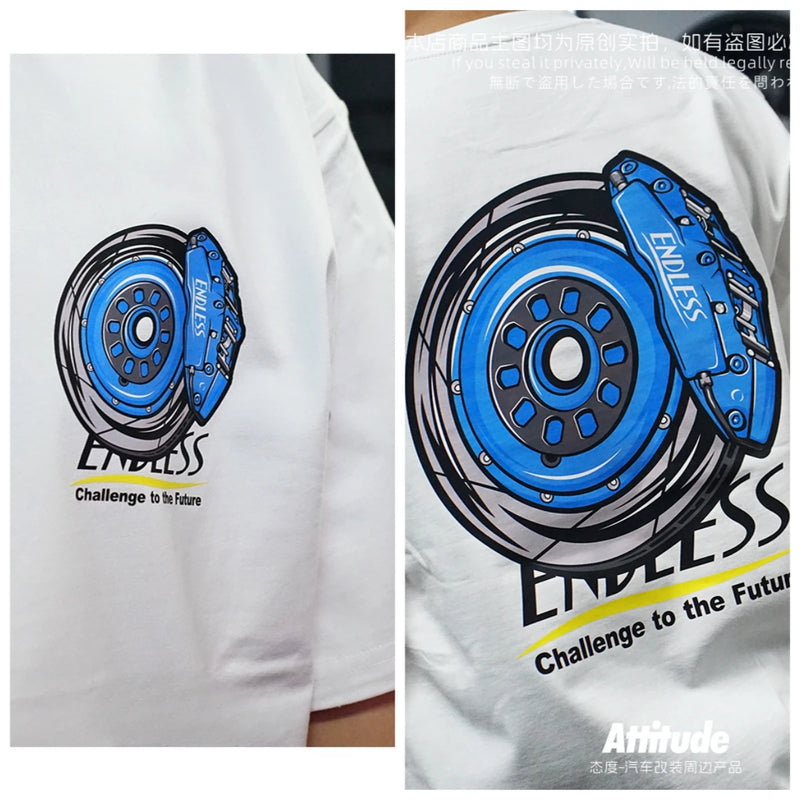 Japan JDM Modified Car Endless Brake T-shirt Breathable Sweat Absorption Short-sleeved Men's and Women's T-shirt Motorcycle T