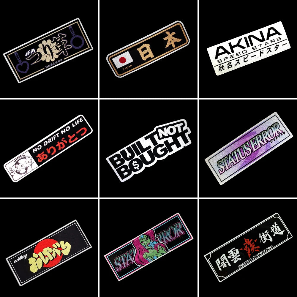 JDM Reflective Motorcycle Car Styling Stickers Decals Vinyl Decoration Auto Rear Windshield Car Body For Audi Ford Subaru