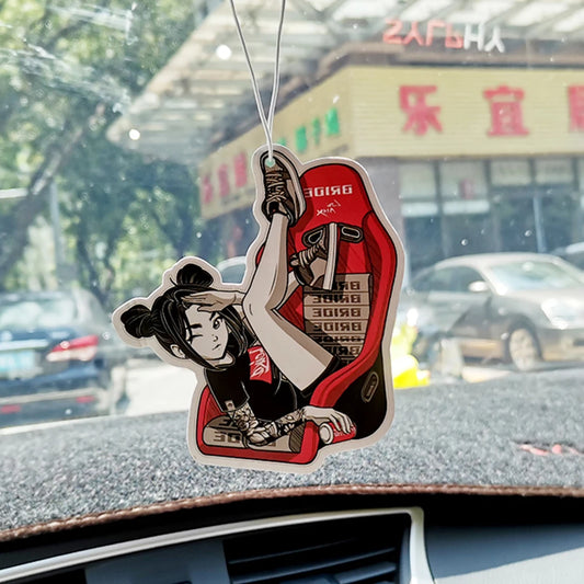 New JDM Car Air Freshener Hanging Car Rear View Solid Paper Turbo Brake Disc Wheel Sexy Girl Car Diffuser Interior Accessorie