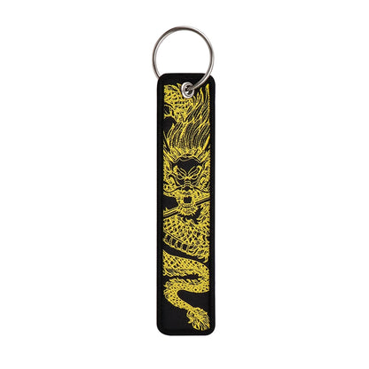 Koi Good Luck Embroidery Key Fobs Cool Dragon Key Tags Keychain For Motorcycles Cars Key Ring Accessories Chaveiro Jewelry Gift