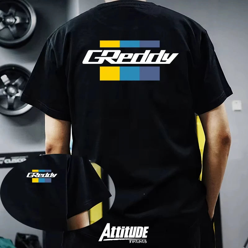 GReddy Turbo Systems Shirts for Men Summer Short Sleeve Rash Guard Gym Workout Tshirt Athletic Quick Dry Undershirts Tops