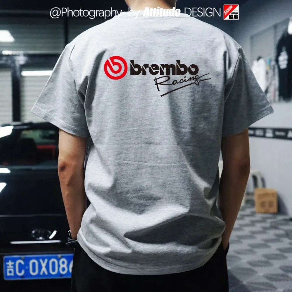 Japan JDM Brembo Brake T-shirt Breathable Sweat Absorption Short-sleeved Men's and Women's T-shirt Motorcycle T-shirt