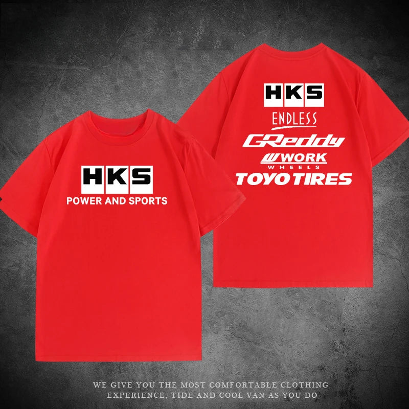 2025 Japan JDM Modified Car HKS ENDLESS Work Suit Custom Leisure Cotton T-shirt Summer Clothes Men Short Sleeves