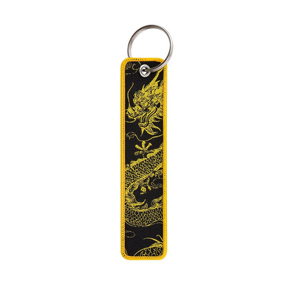 Koi Good Luck Embroidery Key Fobs Cool Dragon Key Tags Keychain For Motorcycles Cars Key Ring Accessories Chaveiro Jewelry Gift