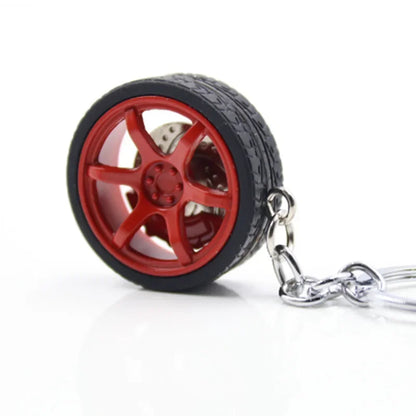Key Chain High Quality Durable Personality Unique Creative Car Modified Calipers Brake Disc Wheel Tire Metal Tire Key Chain 1PC