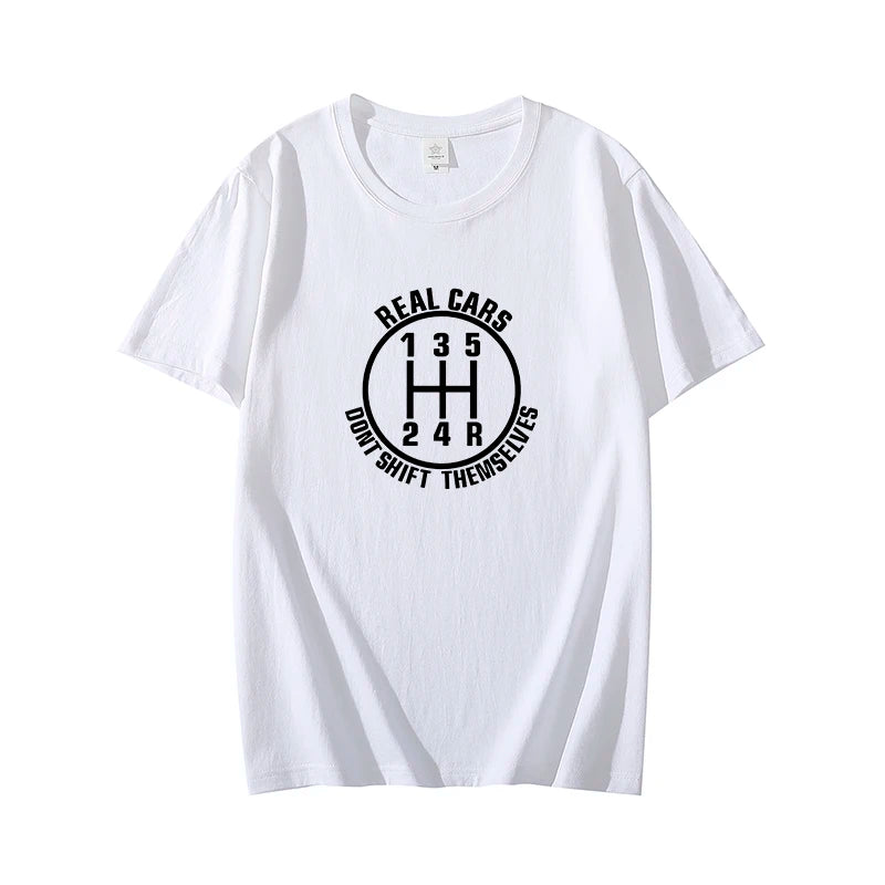 Fun Car MT Manual Gear Printing Short Sleeve Modified Rider Wave Racing Culture Shirt Cotton T-Shirt Men's Summer Motorcycle