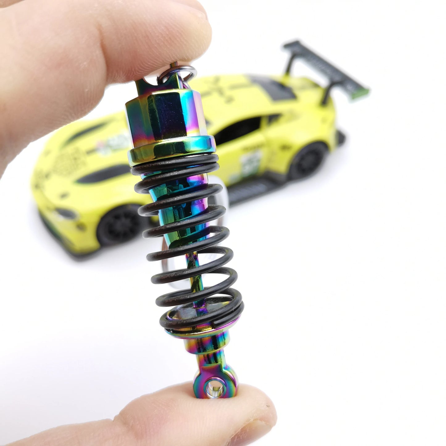NEO Chrome Car Parts Keychain Metal Keyring Wheel Hub Nitrogen Gas Bottle Shock Absorber Key Chain Whistle Turbine Auto Interior