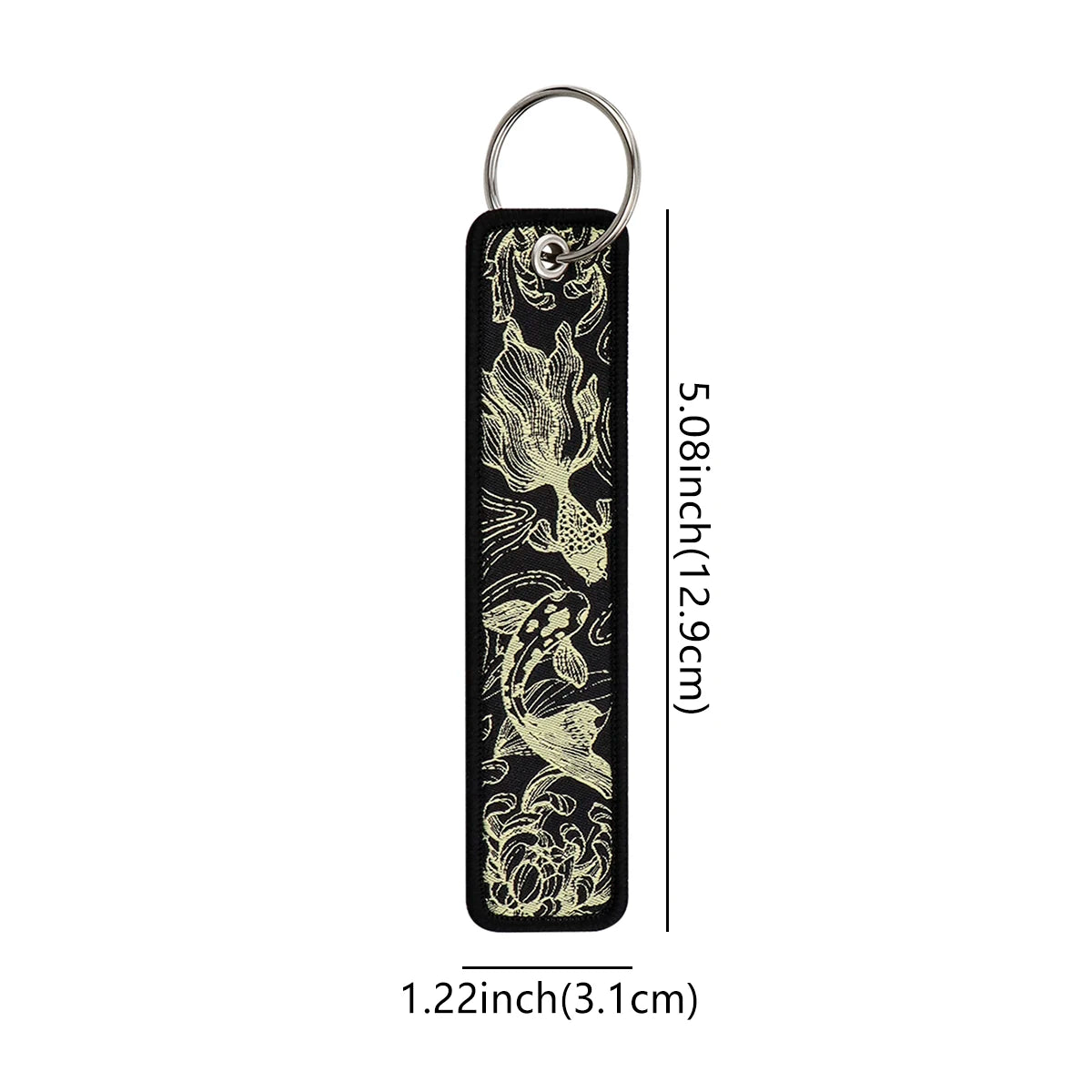 Koi Good Luck Embroidery Key Fobs Cool Dragon Key Tags Keychain For Motorcycles Cars Key Ring Accessories Chaveiro Jewelry Gift