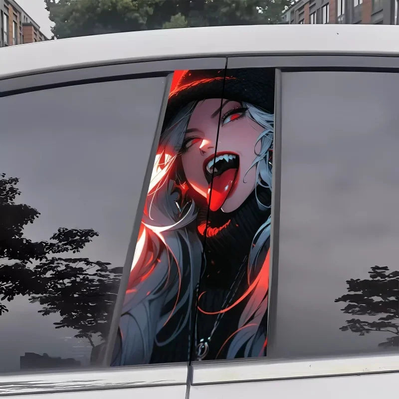 2-Pack Anime Wind Vinyl Car Stickers - Durable, Waterproof and Scratch Resistant PVC Stickers for B-pillars and more
