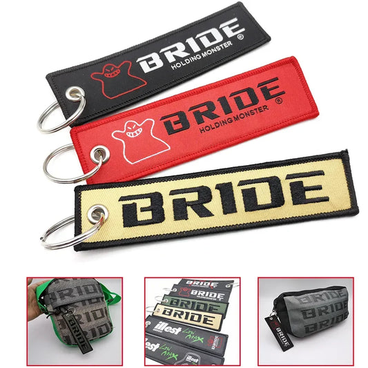 Bride car keychain pendant nylon keyring JDM style backpack embroidery key strap carabiner Buckle Auto key tag Accessori