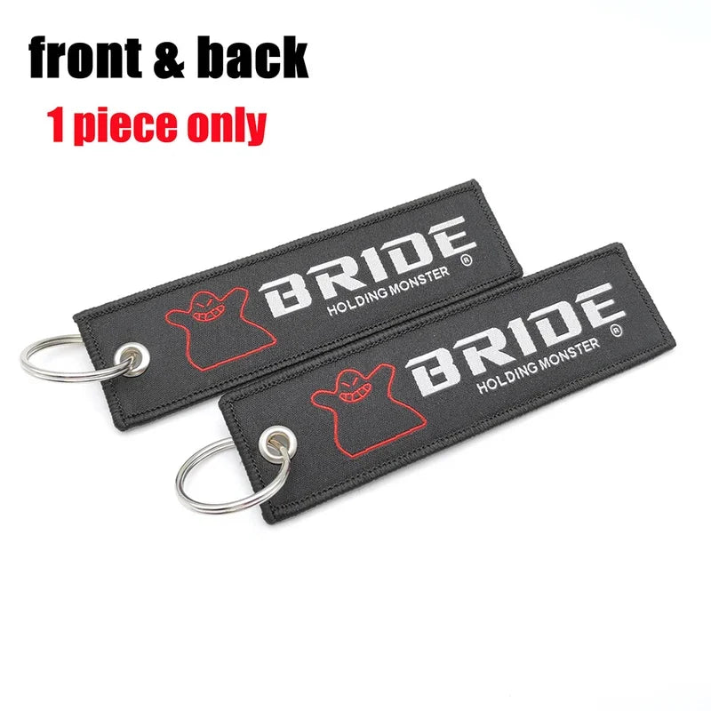 Bride car keychain pendant nylon keyring JDM style backpack embroidery key strap carabiner Buckle Auto key tag Accessori