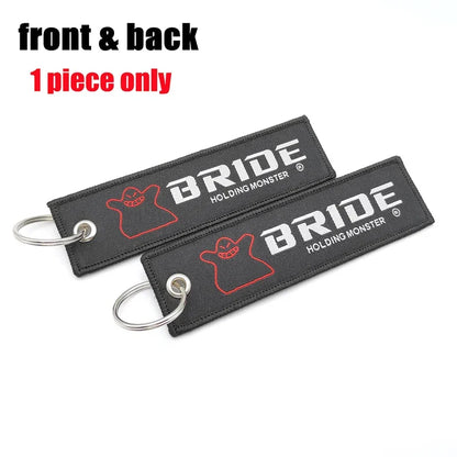 Bride car keychain pendant nylon keyring JDM style backpack embroidery key strap carabiner Buckle Auto key tag Accessori