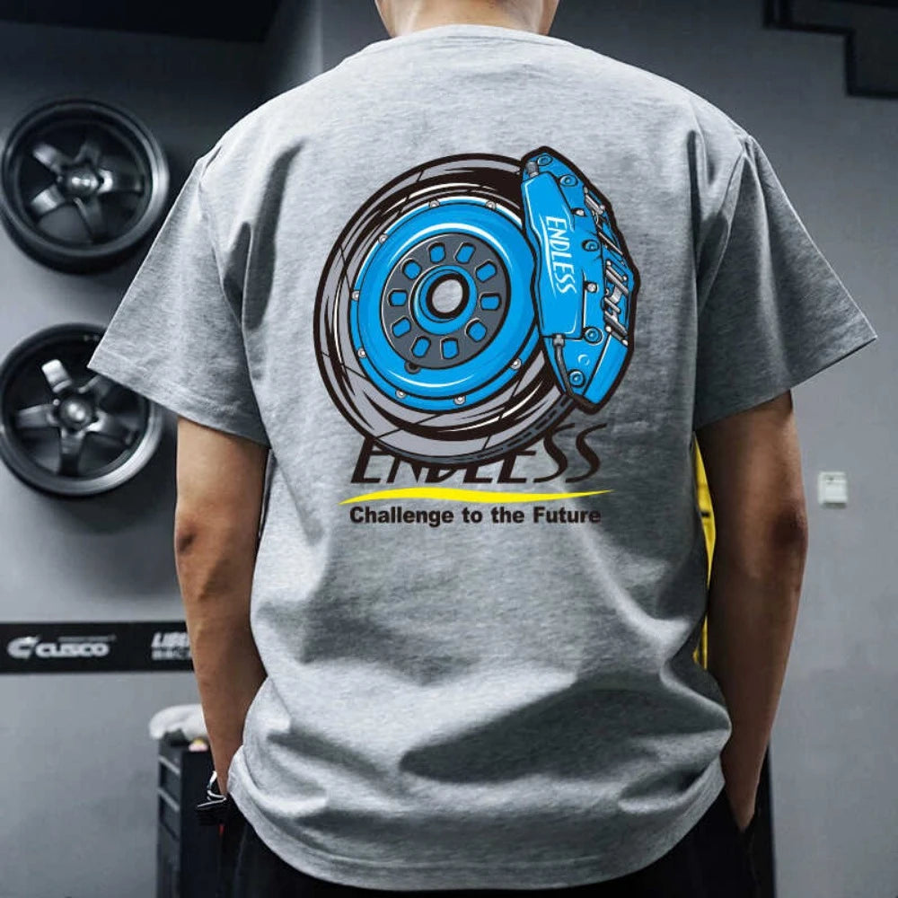 Japan JDM Modified Car Endless Brake T-shirt Breathable Sweat Absorption Short-sleeved Men's and Women's T-shirt Motorcycle T