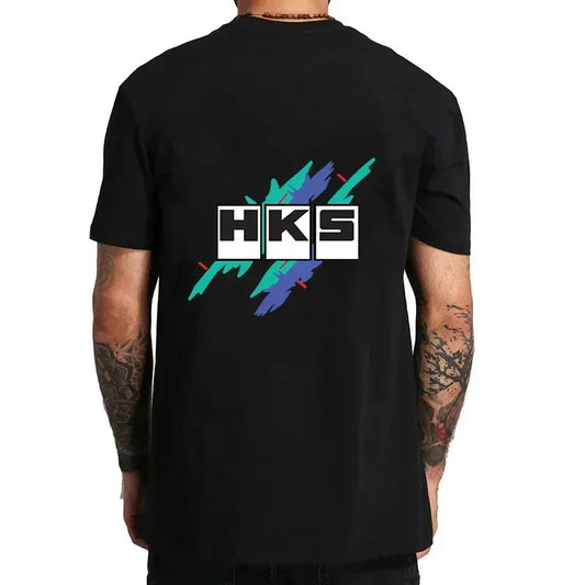 Japan JDM Modified Car HKS  New T-shirt Women Men Printed Short Sleeve Loose Casual Sweatshirt Loose Men 100% Cotton Tee