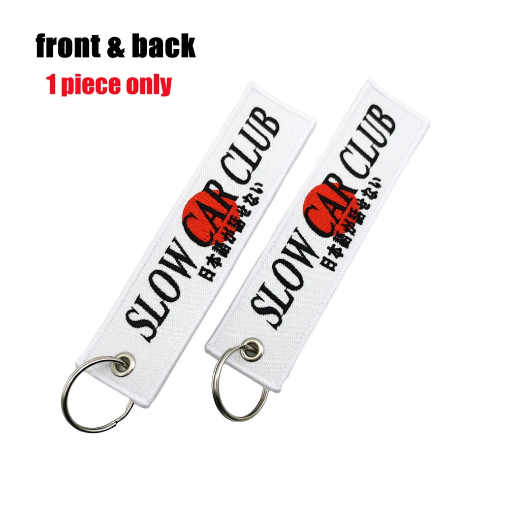 JDM Initial D Embroidery Keyring Car Keychain Key Tag Lanyard Refit Gift Red Sun Racing Team Motorcycle Key Chain Accessories