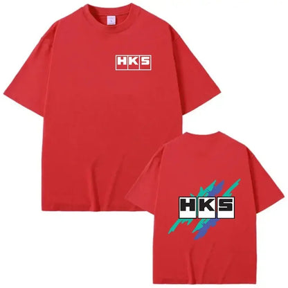 Japan JDM Modified Car HKS  New T-shirt Women Men Printed Short Sleeve Loose Casual Sweatshirt Loose Men 100% Cotton Tee