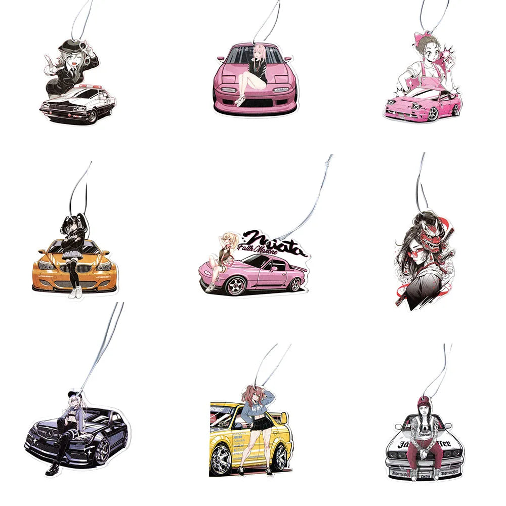 JDM Car Girls Air Freshener Auto Rearview Mirror Hanging Pendant Perfume Flavoring Diffuser Car Accessories Interior Decoration