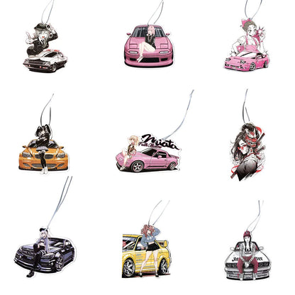 JDM Car Girls Air Freshener Auto Rearview Mirror Hanging Pendant Perfume Flavoring Diffuser Car Accessories Interior Decoration