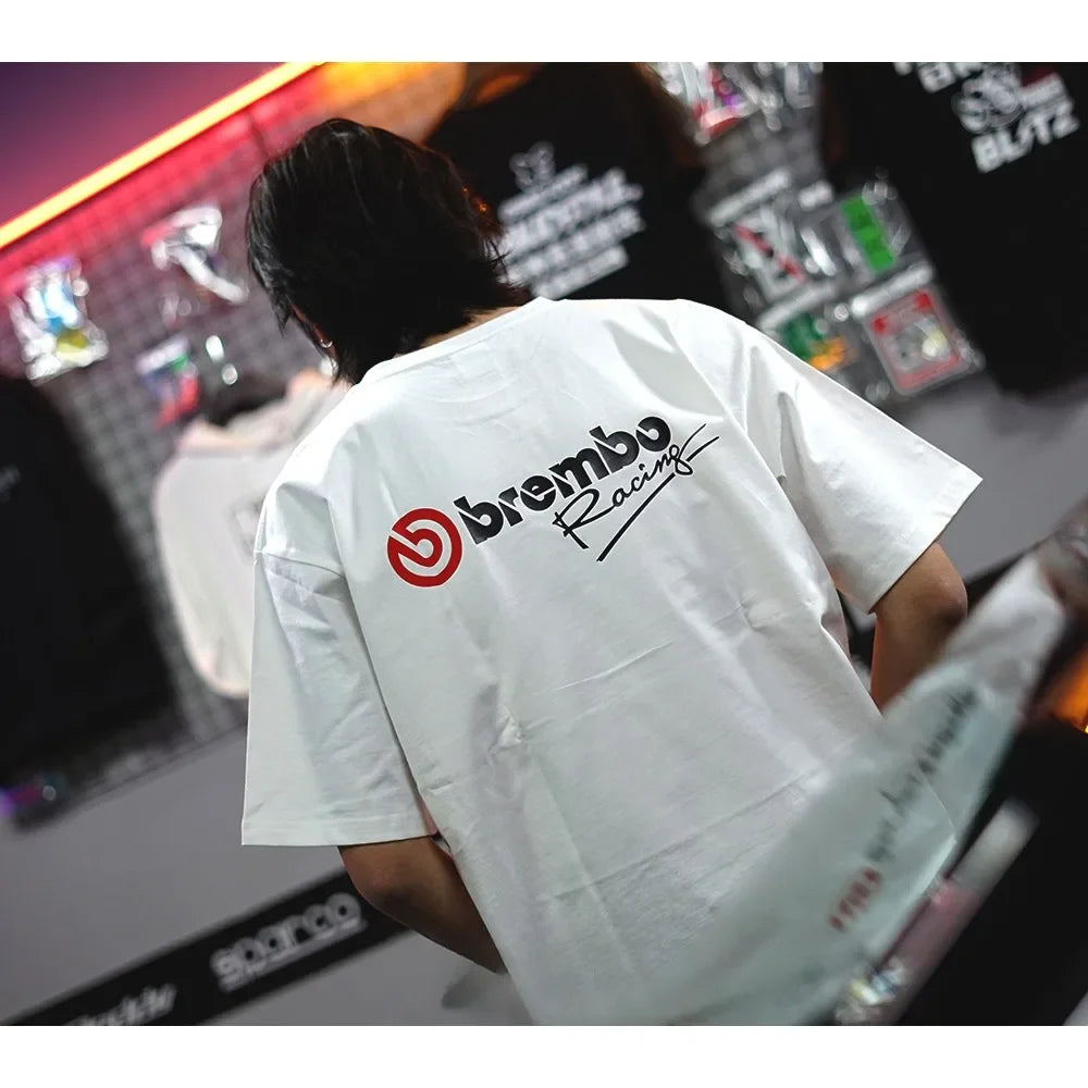 Japan JDM Brembo Brake T-shirt Breathable Sweat Absorption Short-sleeved Men's and Women's T-shirt Motorcycle T-shirt