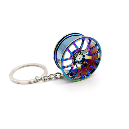 NEO Chrome Car Parts Keychain Metal Keyring Wheel Hub Nitrogen Gas Bottle Shock Absorber Key Chain Whistle Turbine Auto Interior