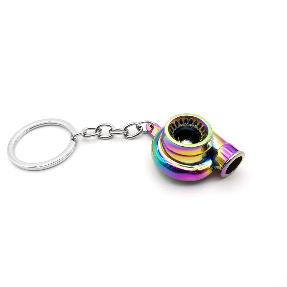 NEO Chrome Car Parts Keychain Metal Keyring Wheel Hub Nitrogen Gas Bottle Shock Absorber Key Chain Whistle Turbine Auto Interior